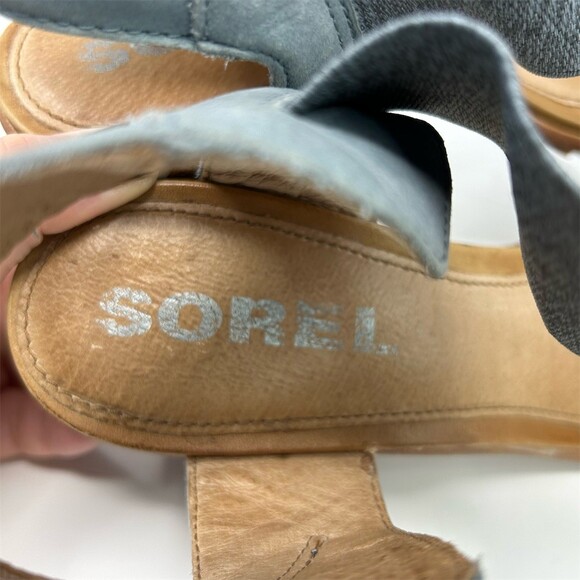 Sorel Nadia Women's Heeled Sandals Blue/Gray Elastic Strap Lug Sole Size 9 - Picture 10 of 12